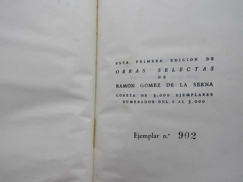 Obras Selectas. Gómez de la Serna (1º Ed. Numerada)