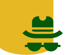 Icono de sombrero y gafas de detective, novela policiaca y de misterio